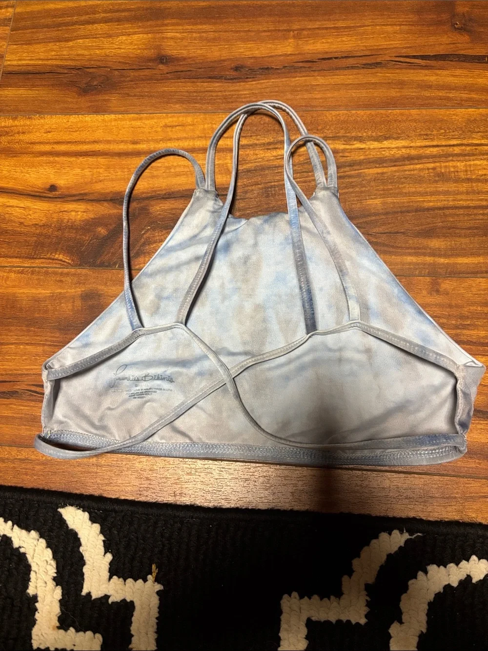 Frankie's Bikinis Blue Tie-Dye High Neck Bikini Top